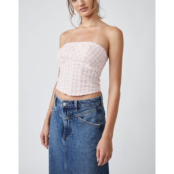 Free People Tops - 🆕 FREE POPLE Leilani Tube / Pink Gingham